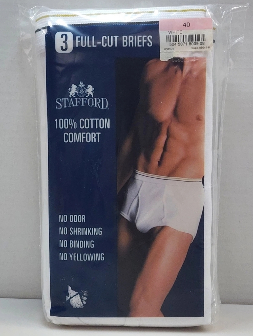 Stafford White Men’s Full-Cut Briefs - 3 Pack